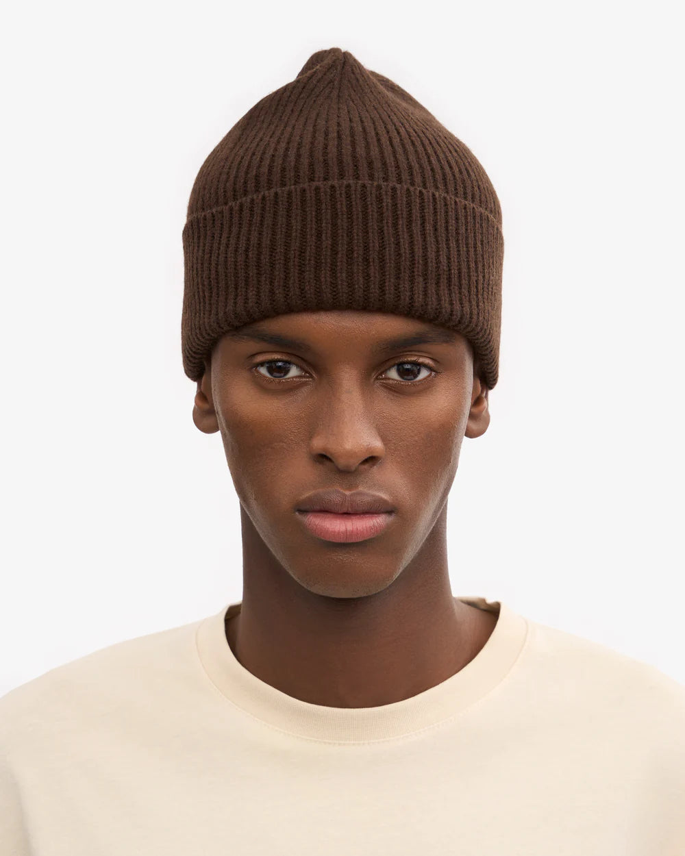 COLORFUL STANDARD Merino Wool Beanie in COFFEE BROWN