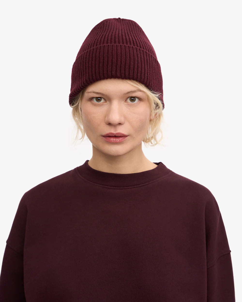 COLORFUL STANDARD Merino Wool Beanie in OXBLOOD RED