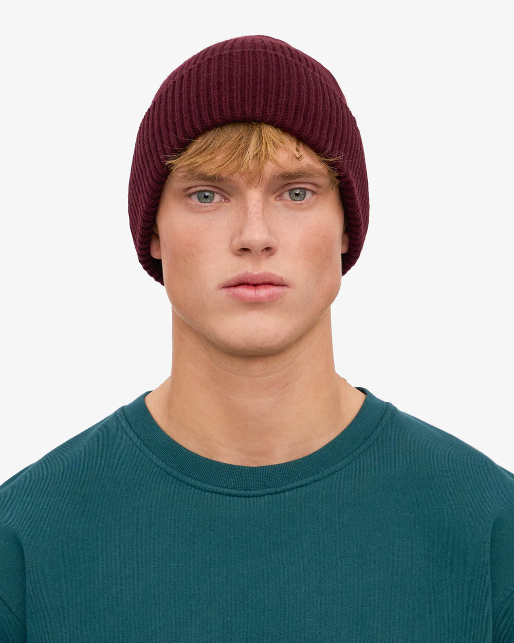 COLORFUL STANDARD Merino Wool Beanie in OXBLOOD RED