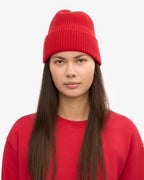 COLORFUL STANDARD Merino Wool Beanie in SCARLET RED