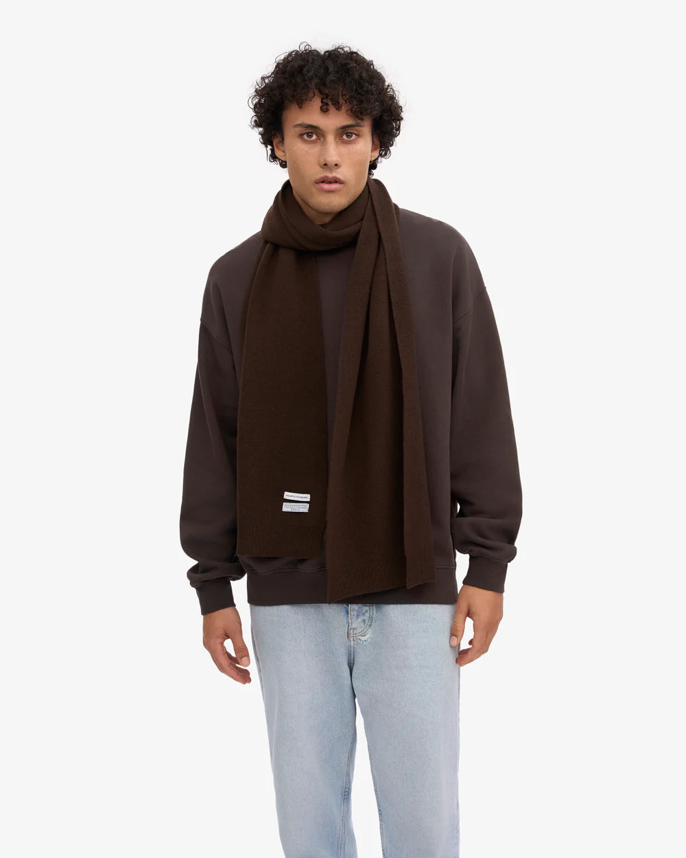 COLORFUL STANDARD Merino Wool Scarf in COFFEE BROWN