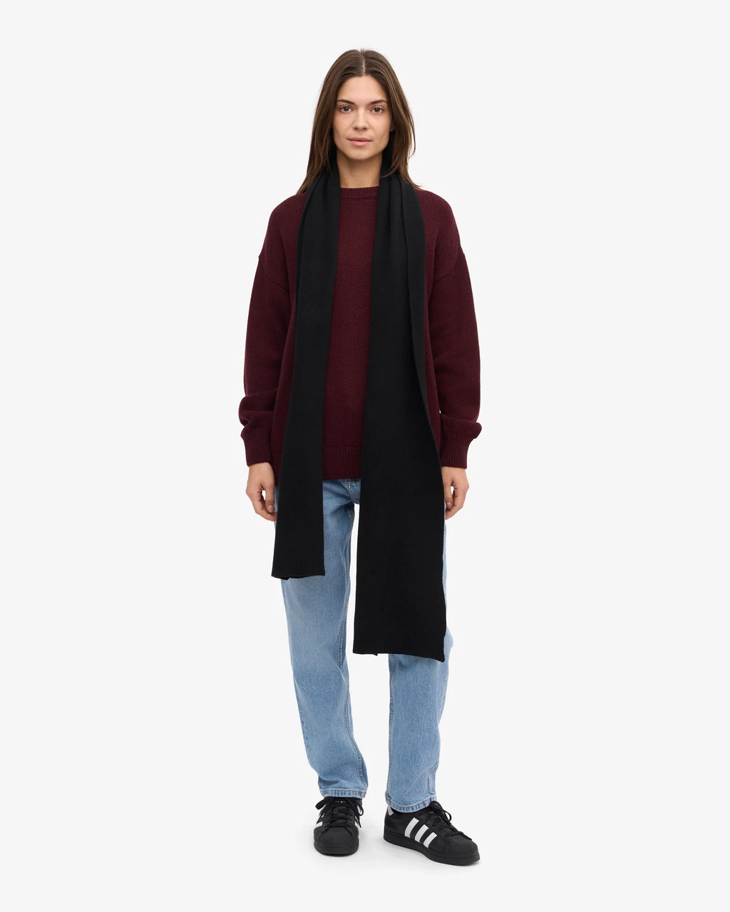 COLORFUL STANDARD Merino Wool Scarf in DEEP BLACK