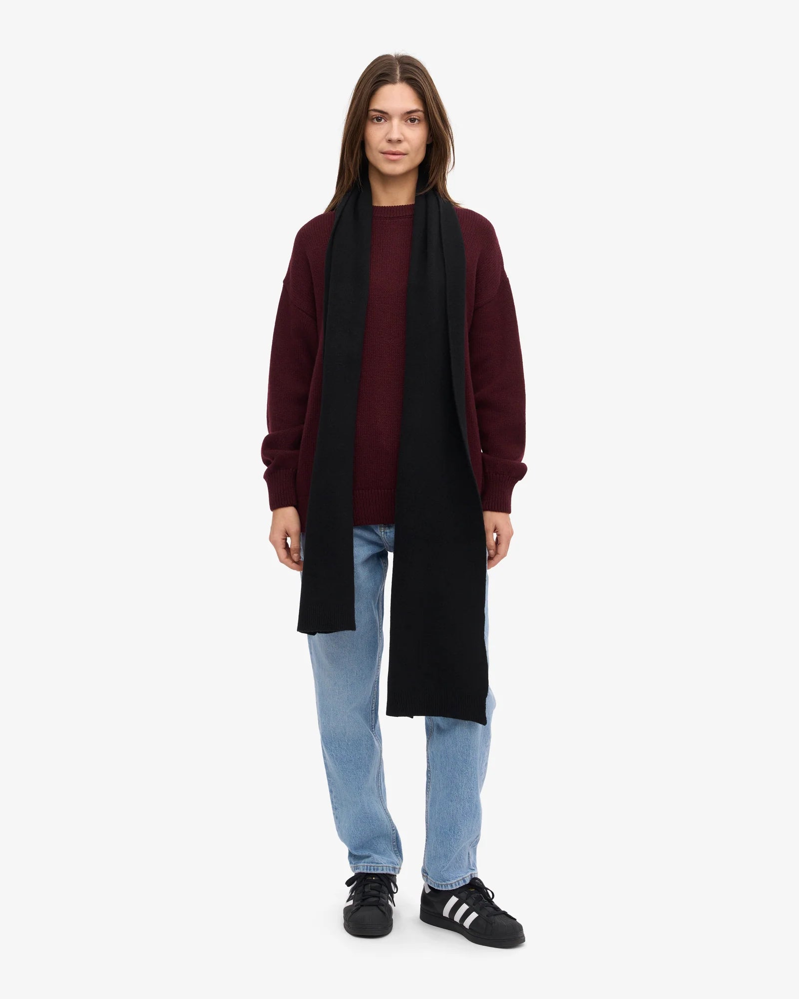 COLORFUL STANDARD Merino Wool Scarf in DEEP BLACK