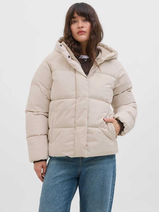 Womens JJXX Puffer Jacket in BEIGE
