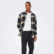 ONLY & SONS Gudmund Check Shirt in DARK NAVY & BEIGE