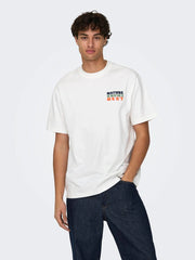 ONLY & SONS Lance Life Graphic T-Shirt in WHITE