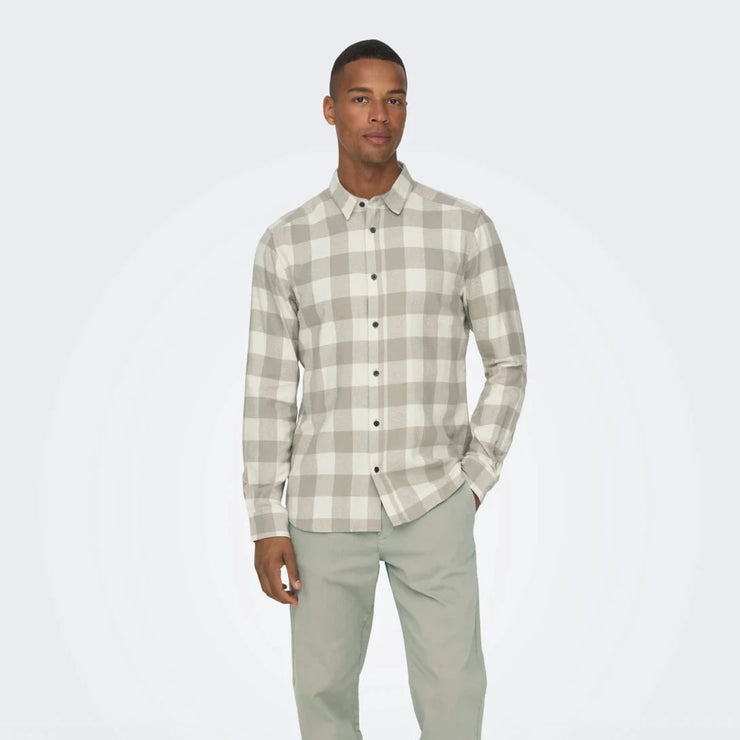 ONLY & SONS Gudmund Check Shirt in BEIGE