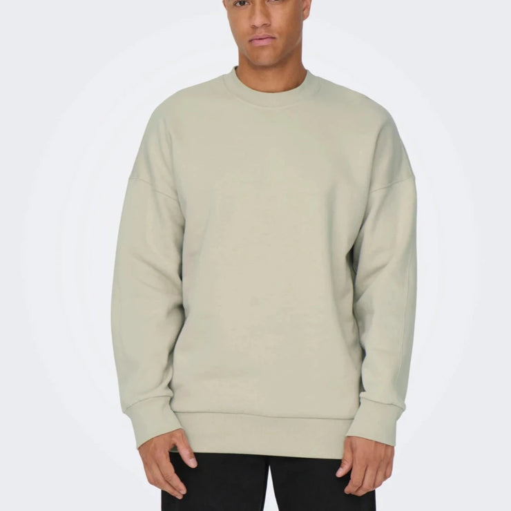ONLY & SONS Crew Neck Sweatshirt in CREAM