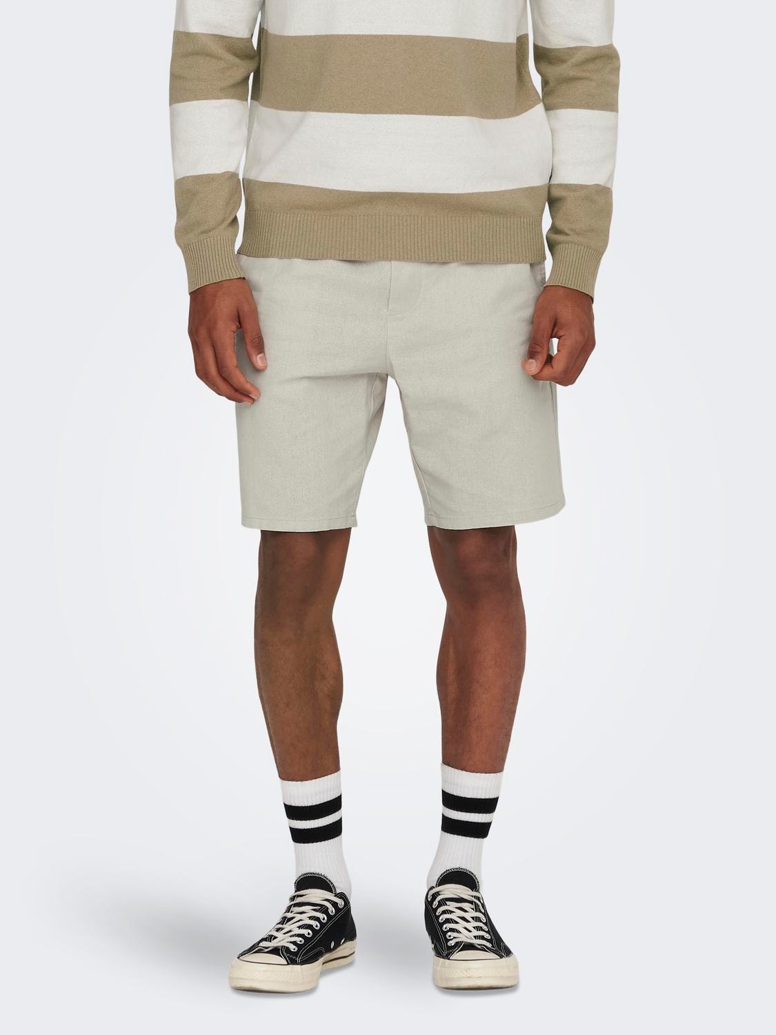 ONLY & SONS Linen Shorts in BEIGE