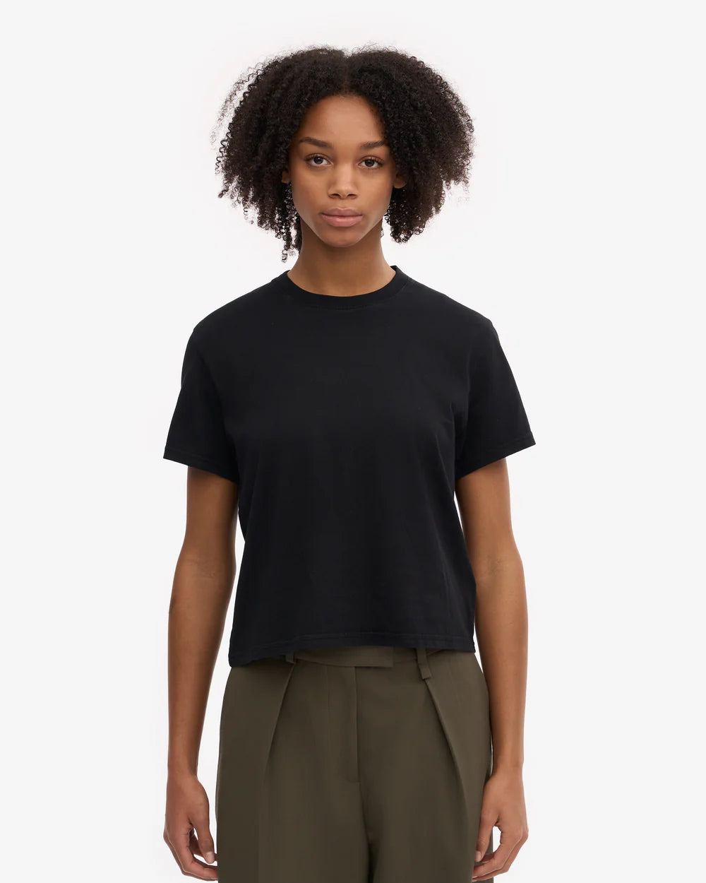 Womens COLORFUL STANDARD Boxy Crop Top in Deep Black