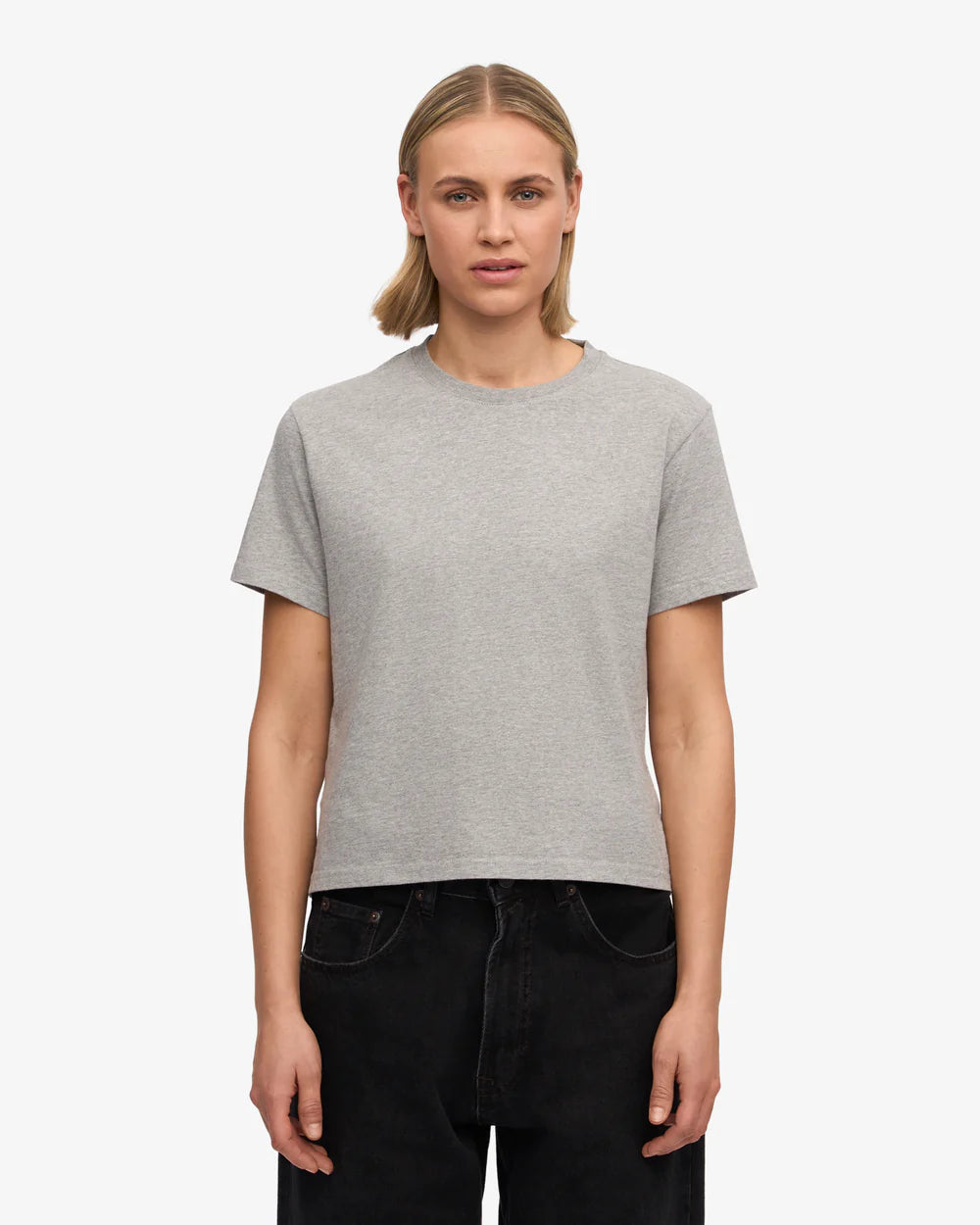Womens COLORFUL STANDARD Boxy Crop Top in Heather Grey
