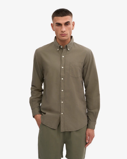 COLORFUL STANDARD Organic Button Down Shirt in DUSTY OLIVE