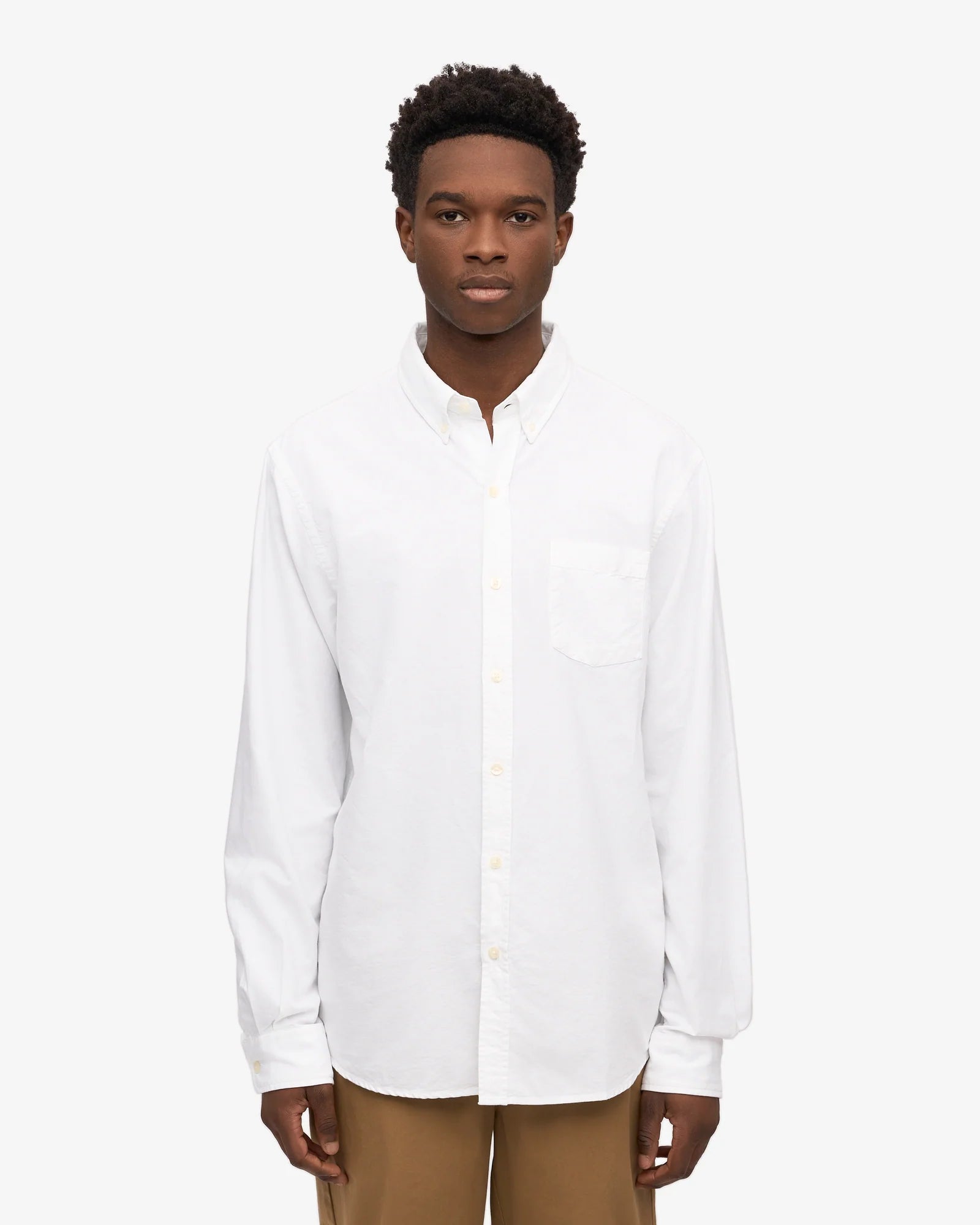 COLORFUL STANDARD Button Down Long Sleeve Shirt in WHITE