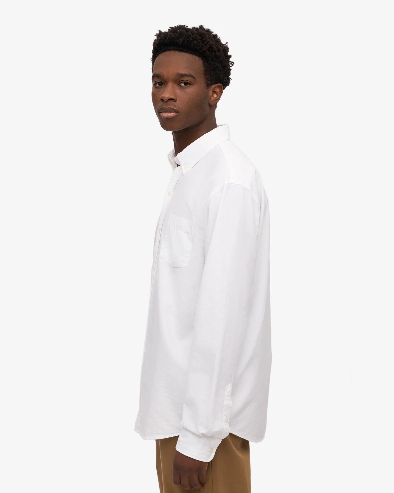 COLORFUL STANDARD Button Down Long Sleeve Shirt in WHITE