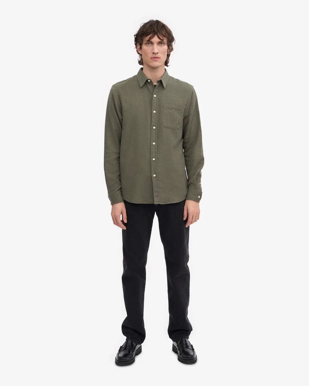 COLORFUL STANDARD Organic Flannel Shirt in DUSTY OLIVE