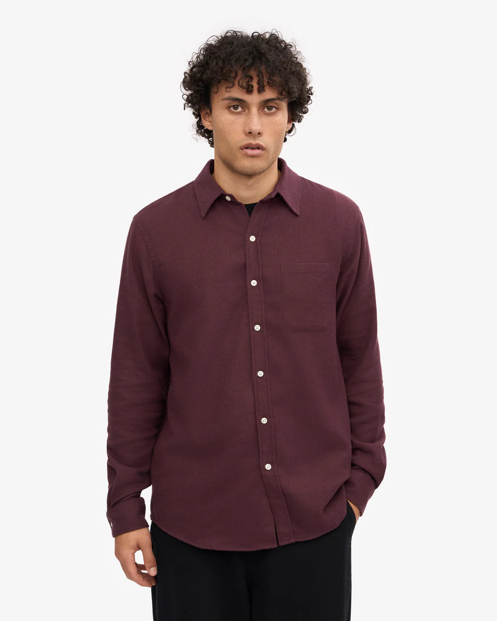 COLORFUL STANDARD Flannel Shirt in OXBLOOD RED