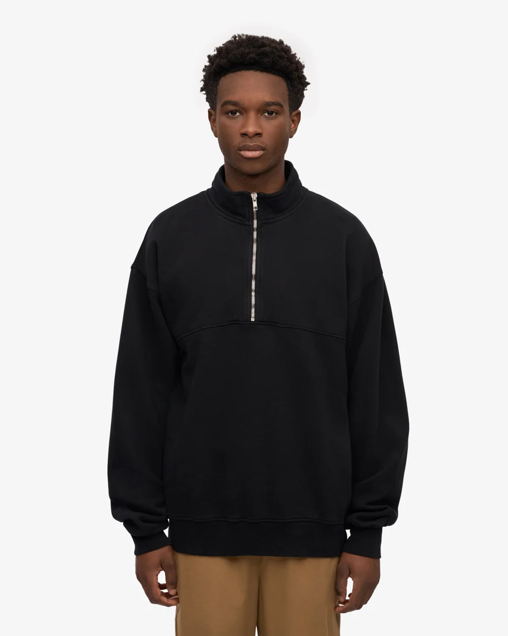 COLORFUL STANDARD Organic Quarter Zip in Deep Black