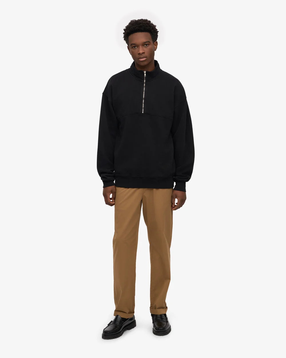 COLORFUL STANDARD Organic Quarter Zip in Deep Black
