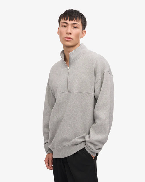 COLORFUL STANDARD Organic Quarter Zip in Heather Grey