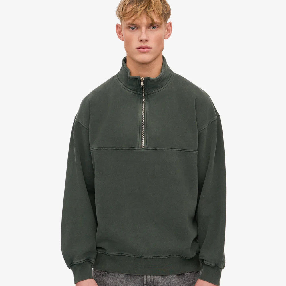 COLORFUL STANDARD Organic Quarter Zip in Midnight Forest