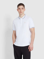 FARAH Purdy Short Sleeve Polo Shirt in WHITE