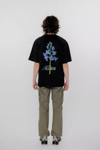 ELLIKER Rill Bluebell Print Short Sleeve T-Shirt in BLACK