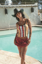Womens BRIXTON Ringer Tank in Peach Multi Stripe