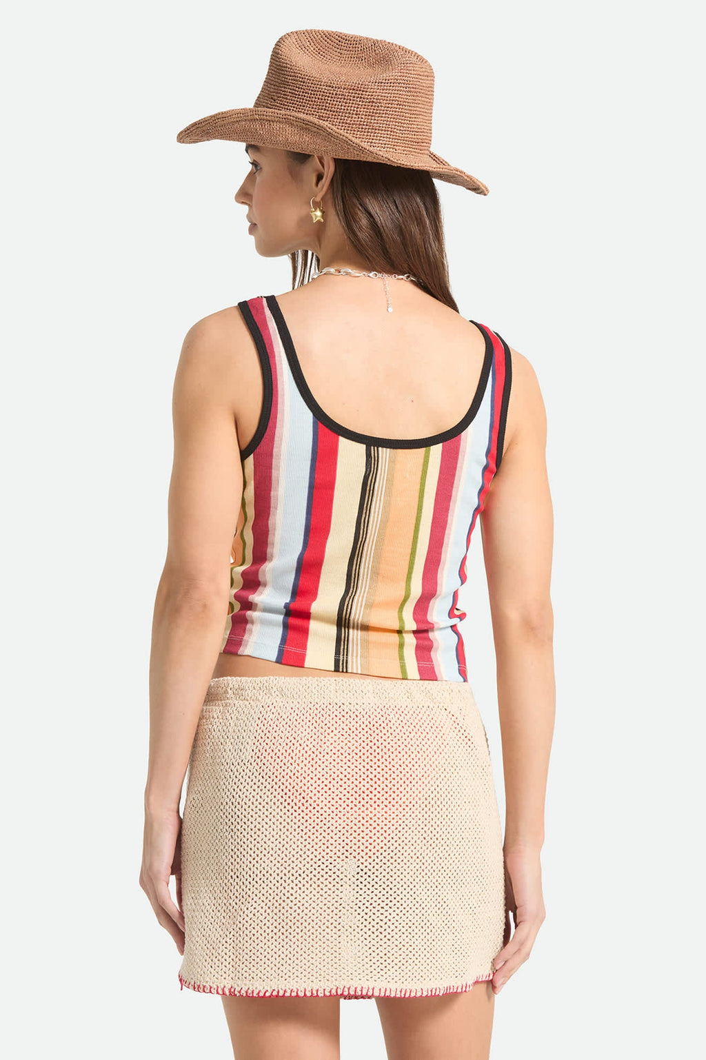 Womens BRIXTON Ringer Tank in Peach Multi Stripe