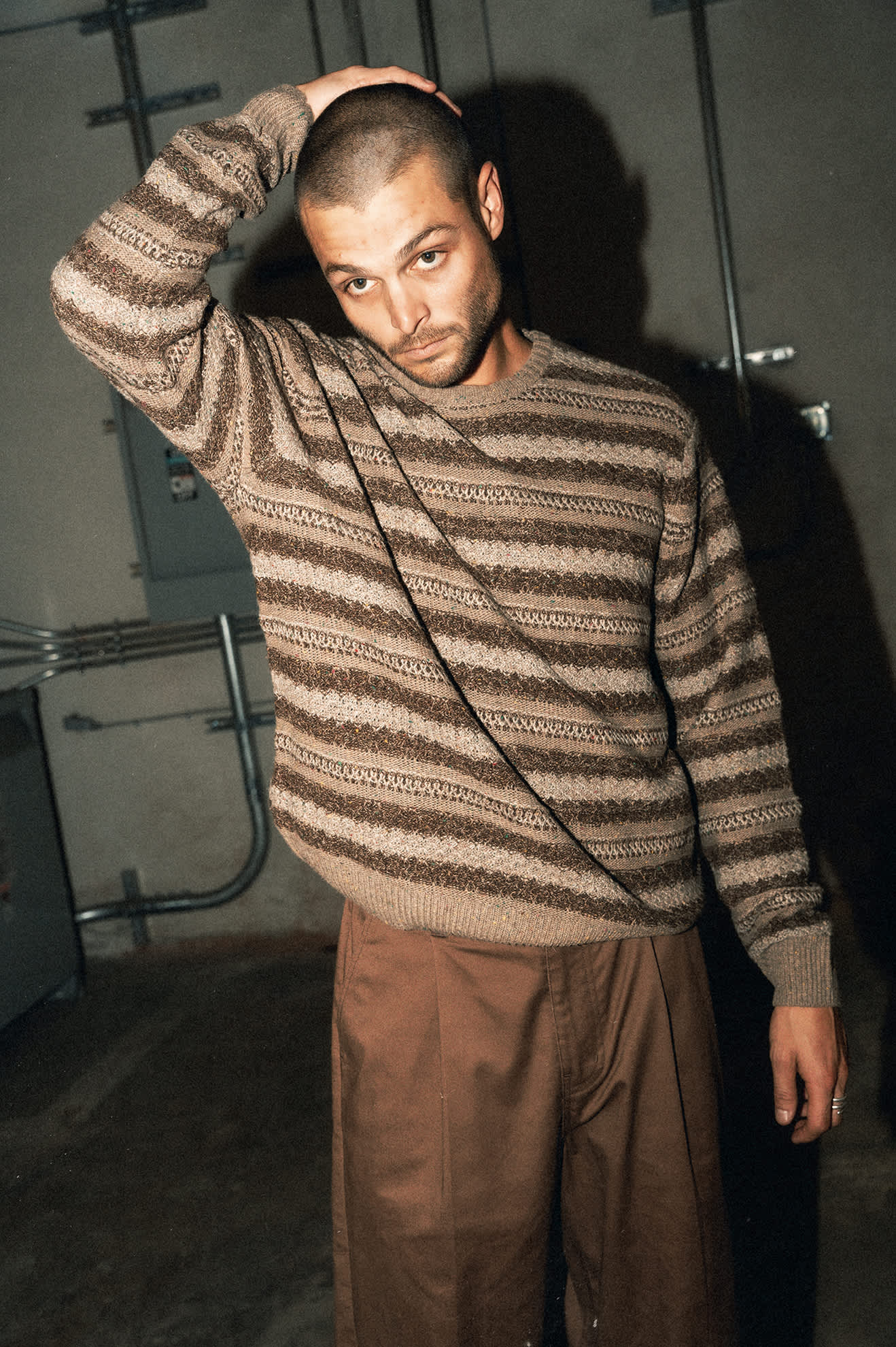 BRIXTON Midnight Crew Sweater in MULTI STRIPE