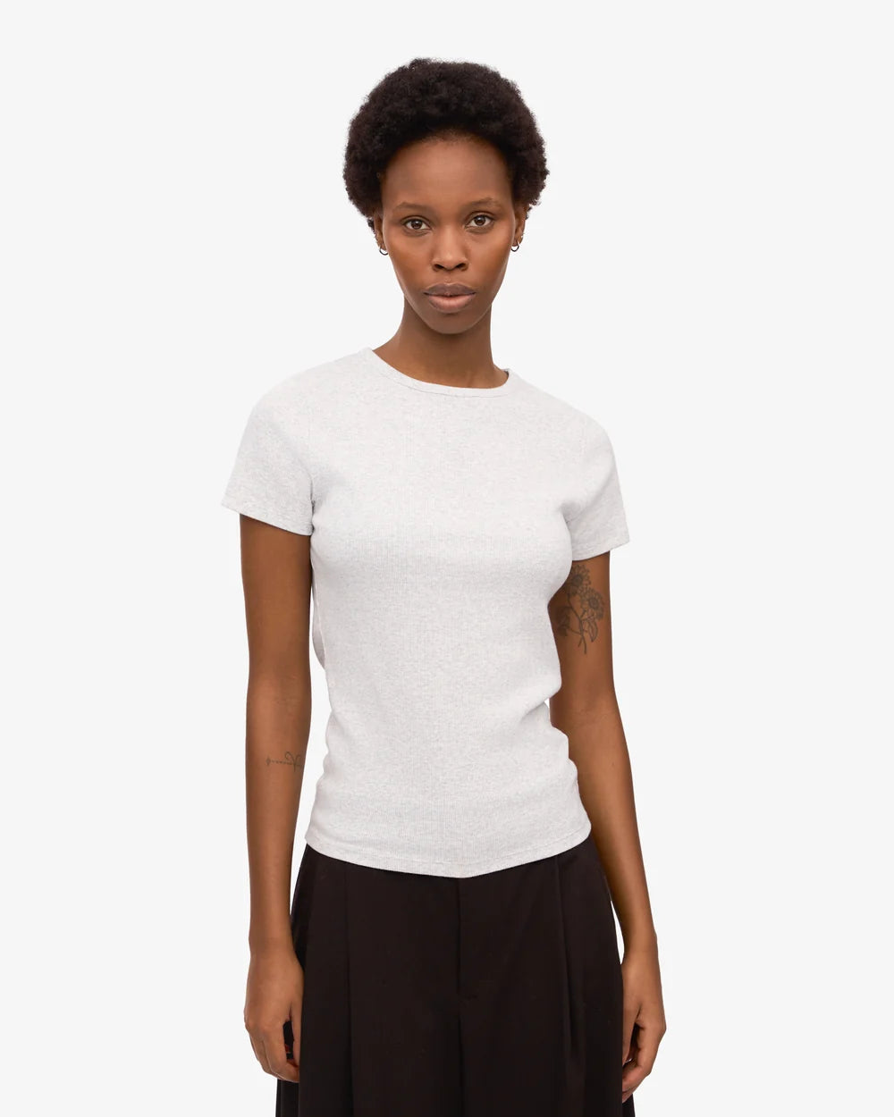 Womens COLORFUL STANDARD Rib T-Shirt in Light Gray