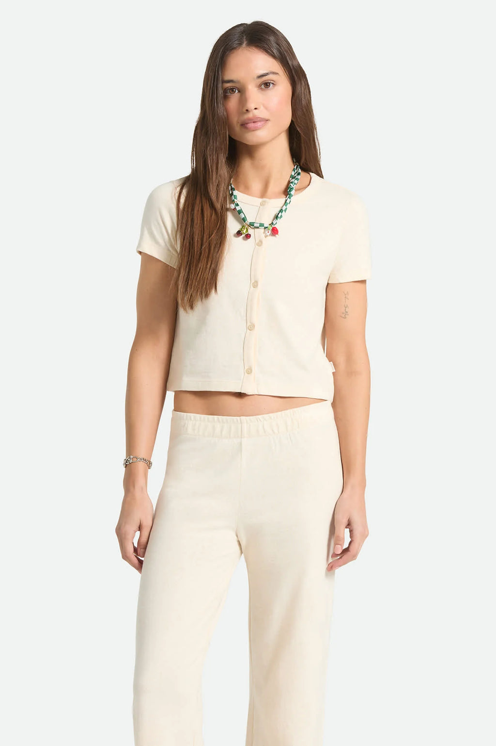 Womens BRIXTON Alice Button Down Knit in Whitecap
