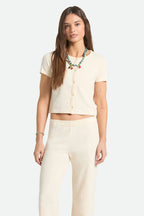 Womens BRIXTON Alice Button Down Knit in Whitecap