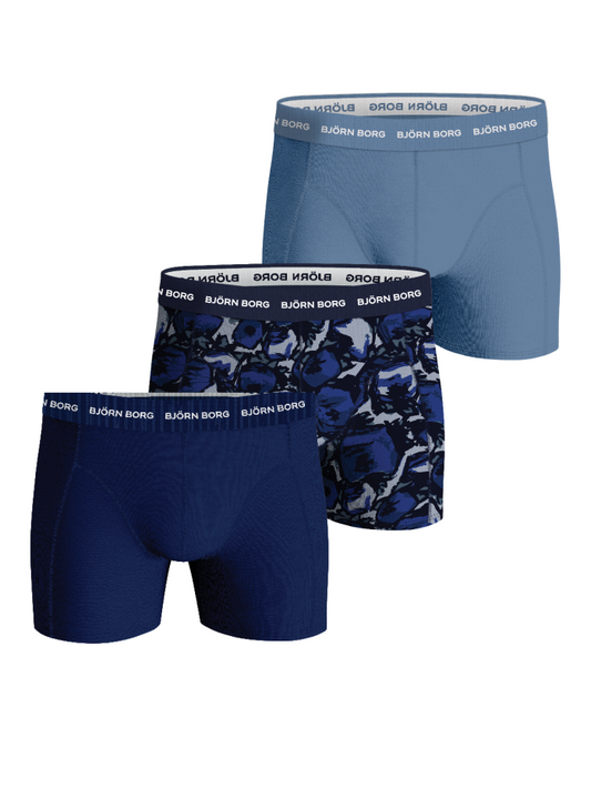 BJORN BORG 3 Pack Stretch Boxers in BLUE PATTERN