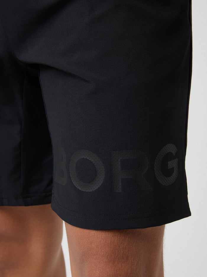 Black shorts with 'Borg' branding on a white background