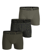 BJORN BORG 3 Pack Stretch Boxers in GREEN PATTERN
