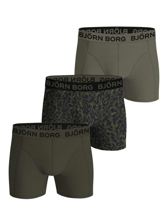 BJORN BORG 3 Pack Stretch Boxers in GREEN PATTERN