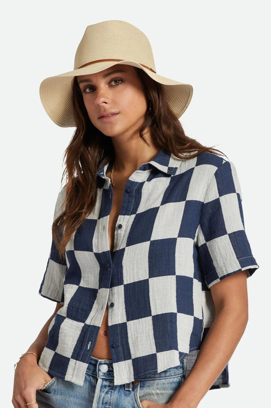 brixton fedora hat tan worn by woman