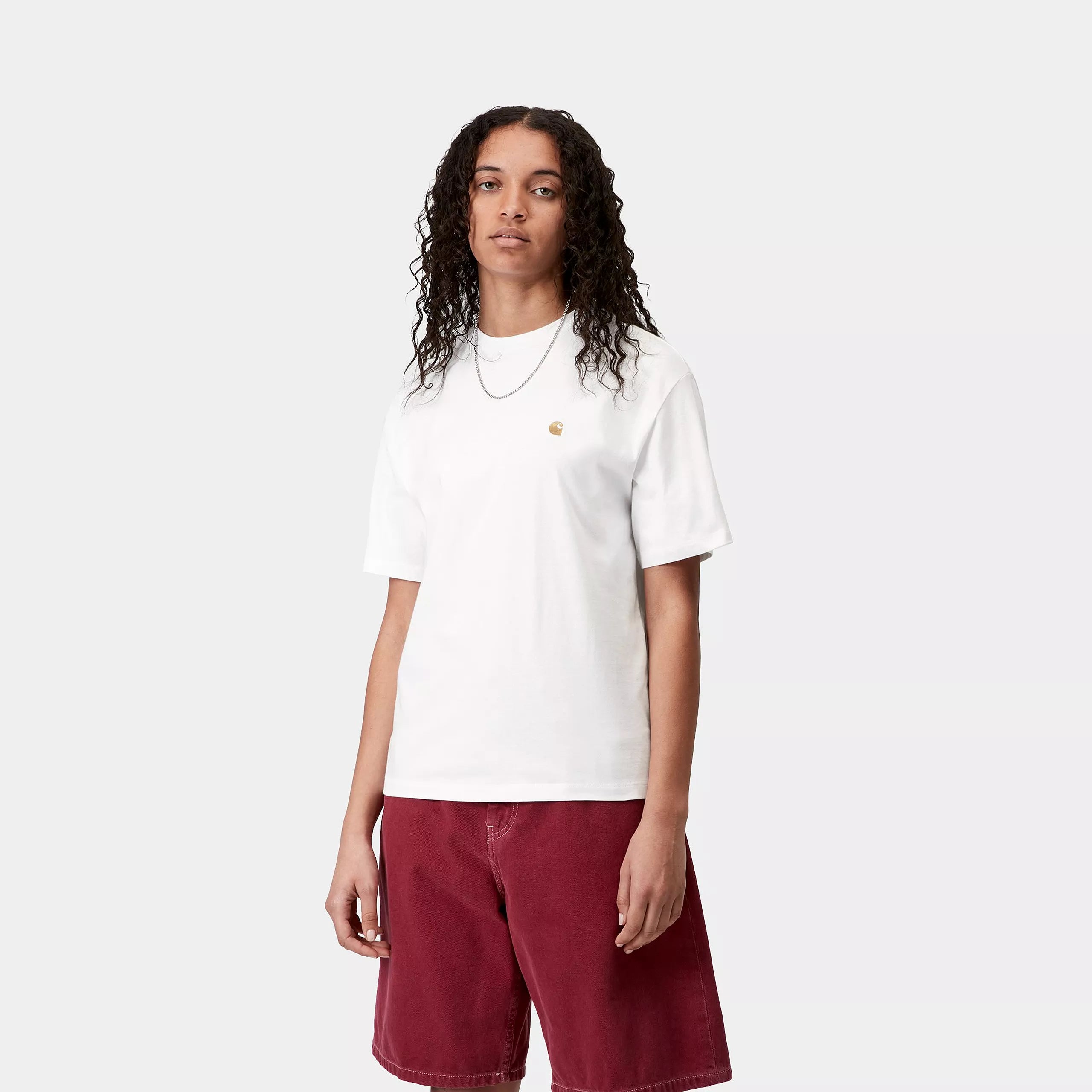 person wearing womens carhartt white tshirt