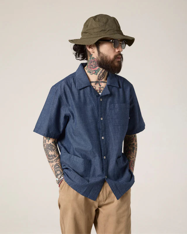 USKEES Cuban Short Sleeve Shirt in BLUE
