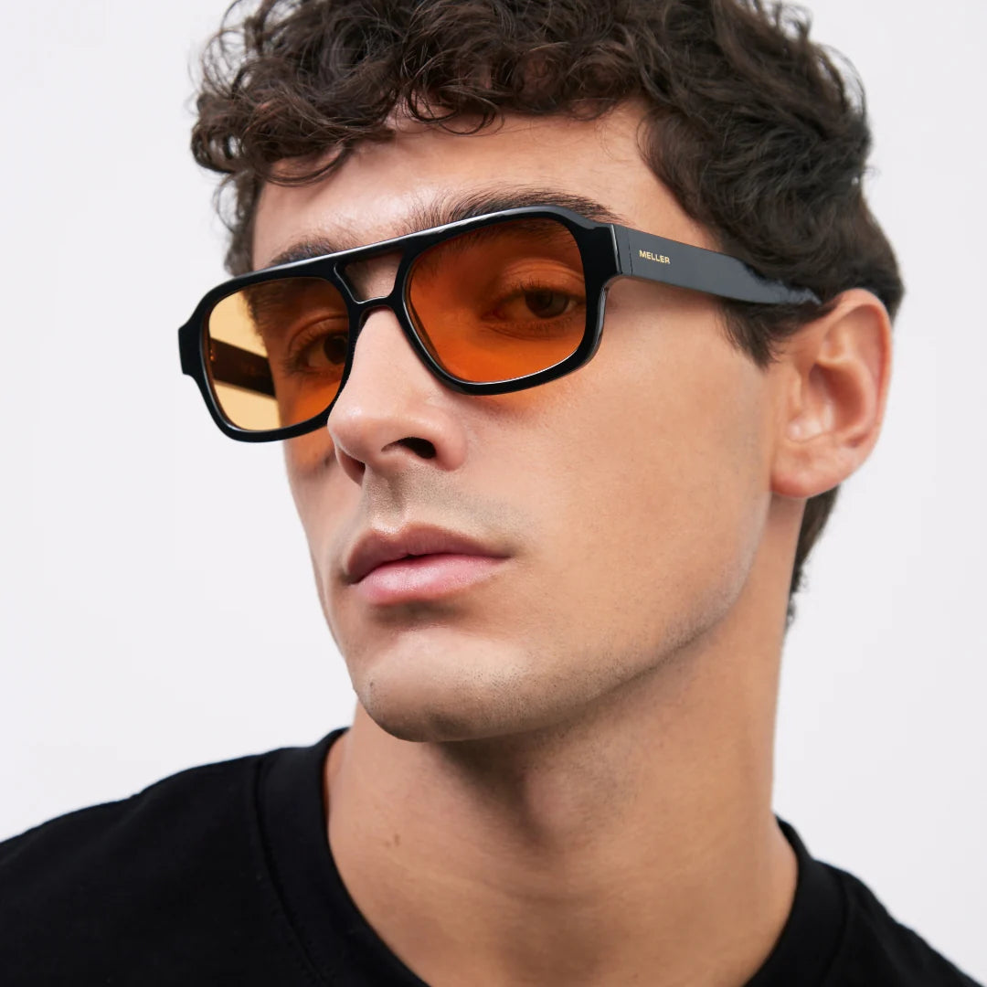 MELLER Shipo Aviator Style Sunglasses in BLACK ORANGE
