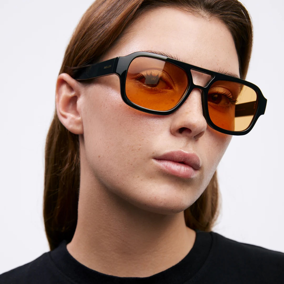 MELLER Shipo Aviator Style Sunglasses in BLACK ORANGE