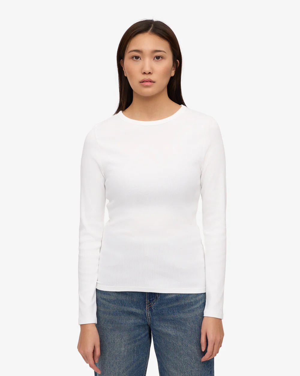 Womens COLORFUL STANDARD Organic Rib Long Sleeve T-Shirt in Optical White
