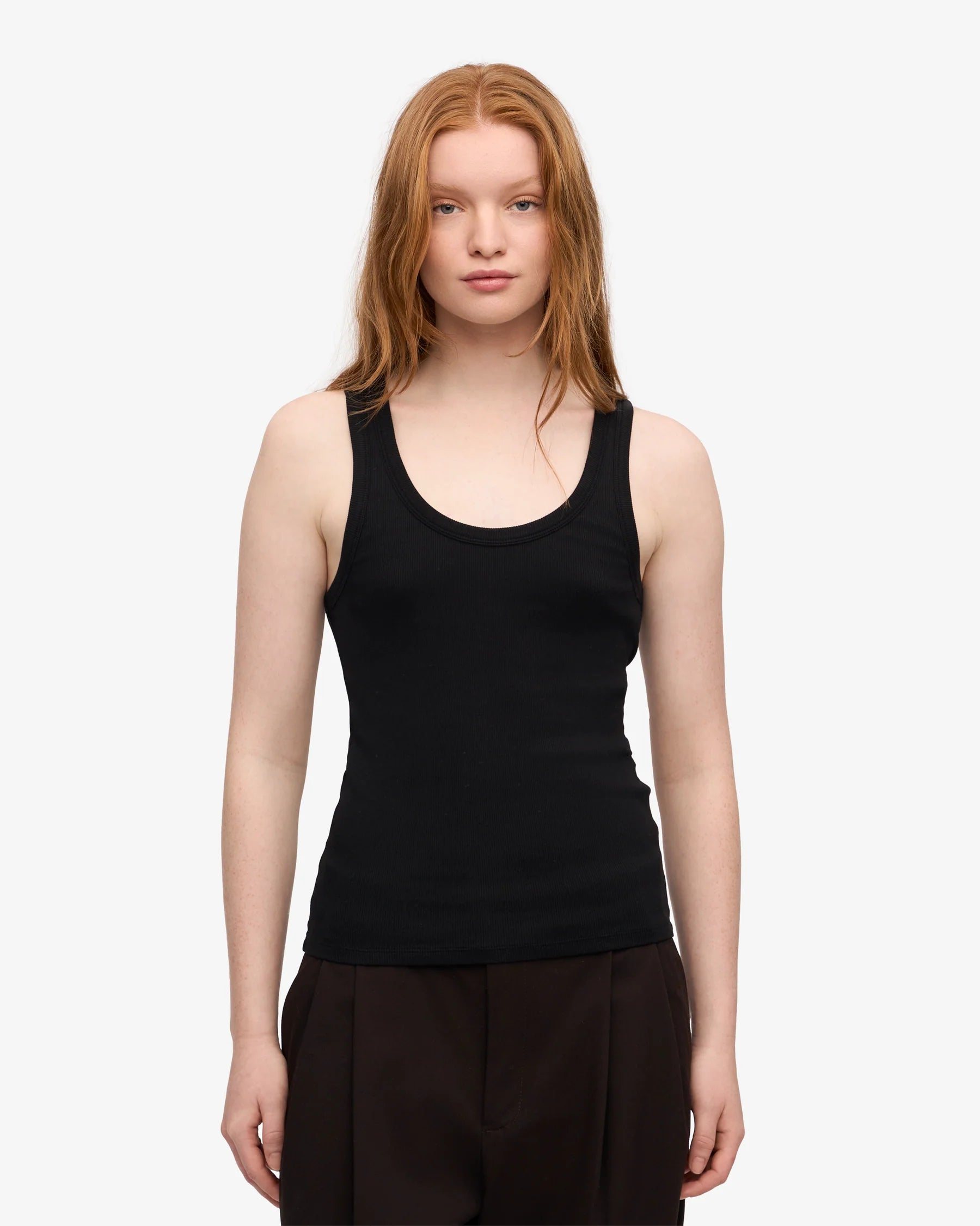 Womens COLORFUL STANDARD Organic Rib Tank Top in Deep Black