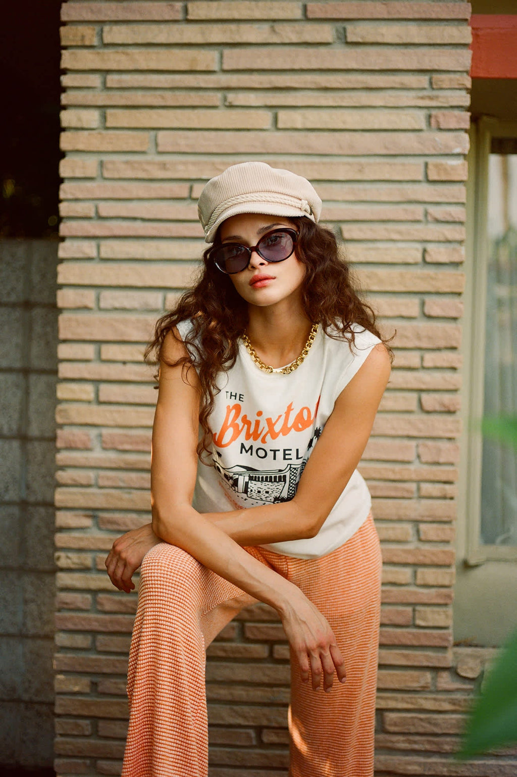 womens brixton mesh orange trousers styled 