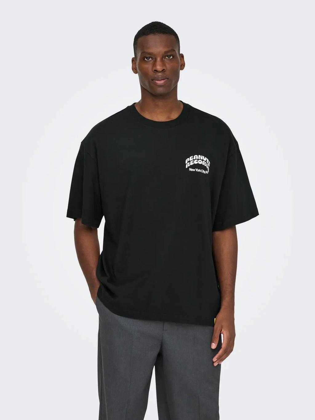 ONLY & SONS Peanuts Back Life Oversized T-Shirt in BLACK
