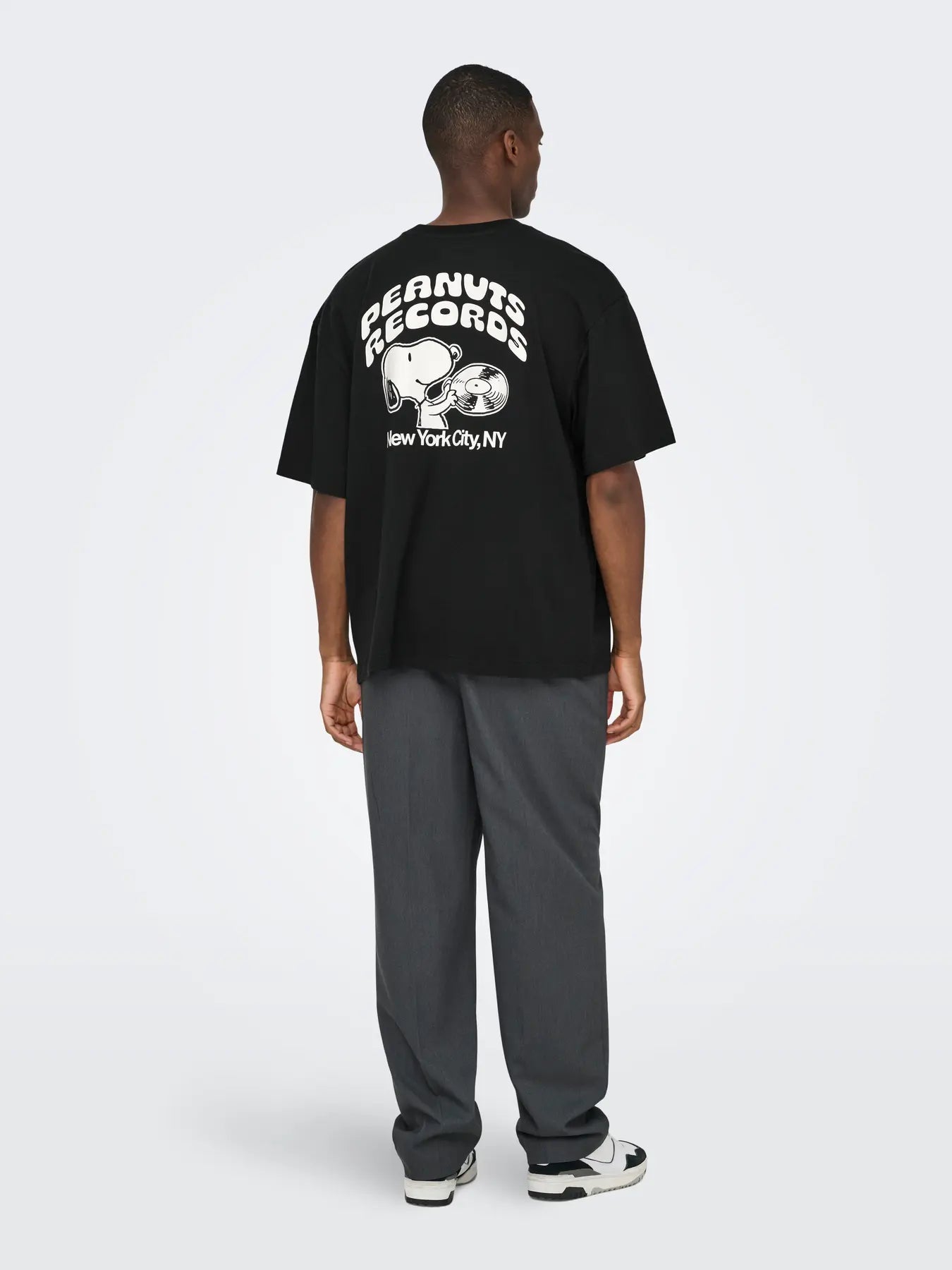 ONLY & SONS Peanuts Back Life Oversized T-Shirt in BLACK