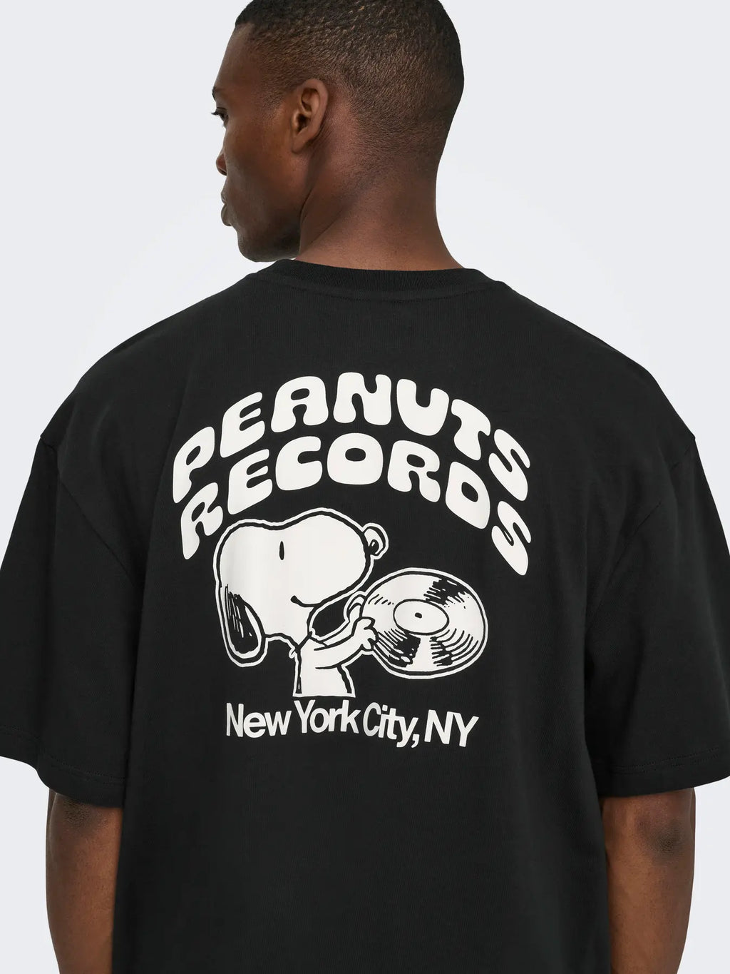ONLY & SONS Peanuts Back Life Oversized T-Shirt in BLACK