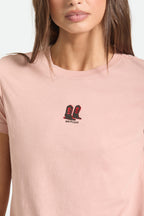 Womens BRIXTON Two Boots Slim T-Shirt in Pink