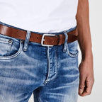 JACK & JONES Lee Leather Belt in BROWN / MOCHA BISQUE