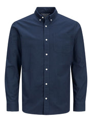 JACK & JONES Organic Cotton Slim Fit Shirt in NAVY BLAZER